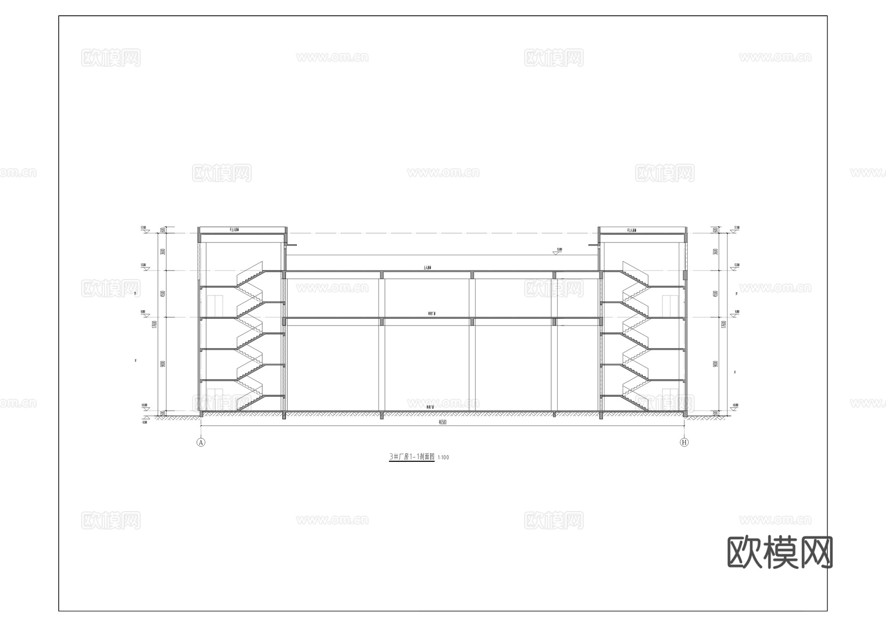 工业园区标准厂房建筑施工图cad施工图