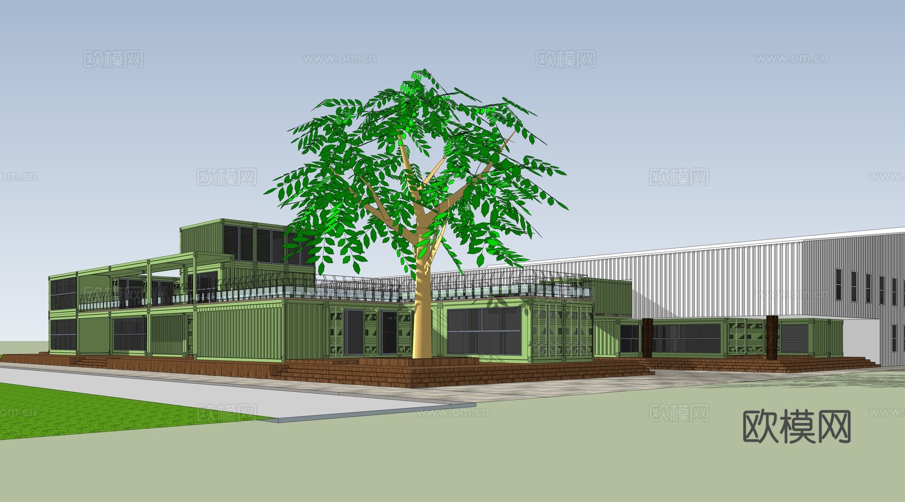 集装箱建筑 临时建筑 集装箱活动场地 集装箱办公楼su模型