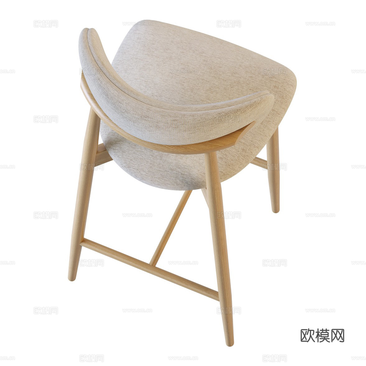 新中式原木吧台椅3d模型