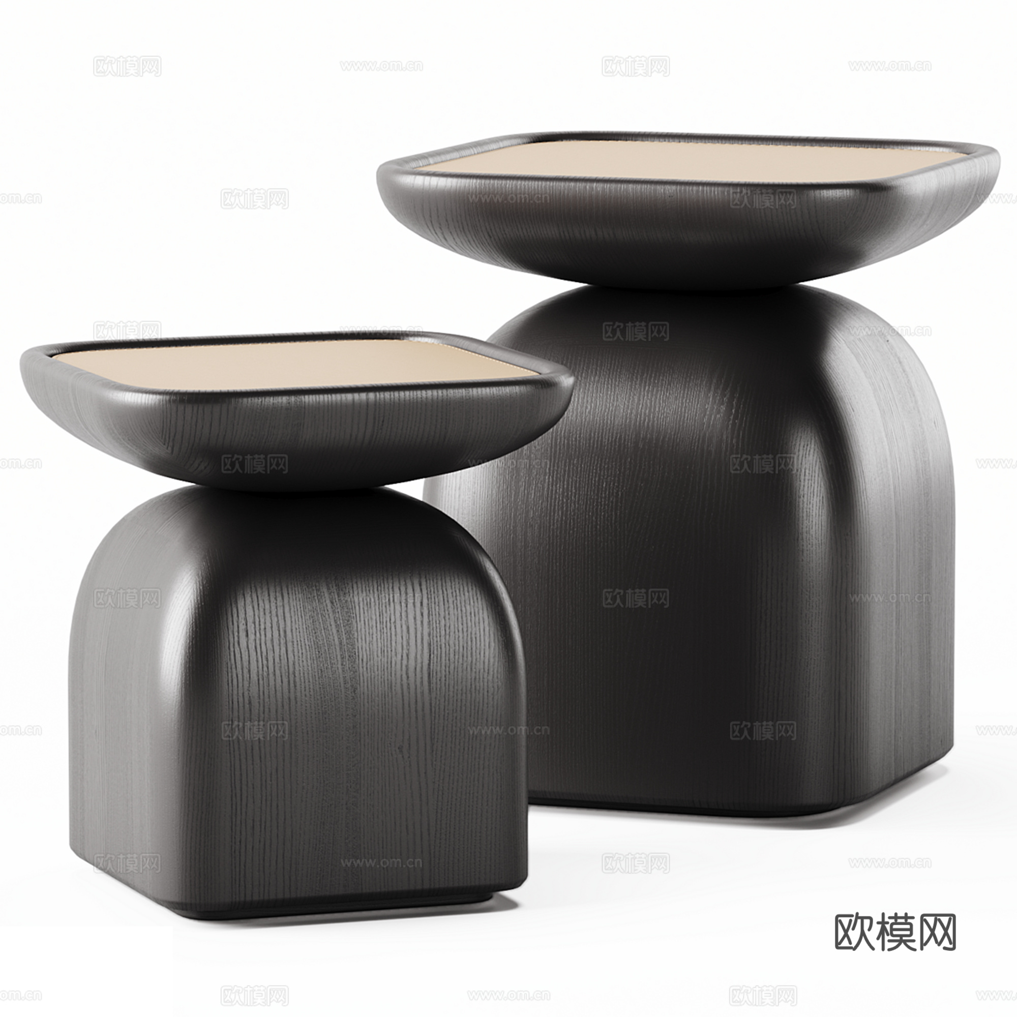 中古风圆几 角几 沙发凳su模型