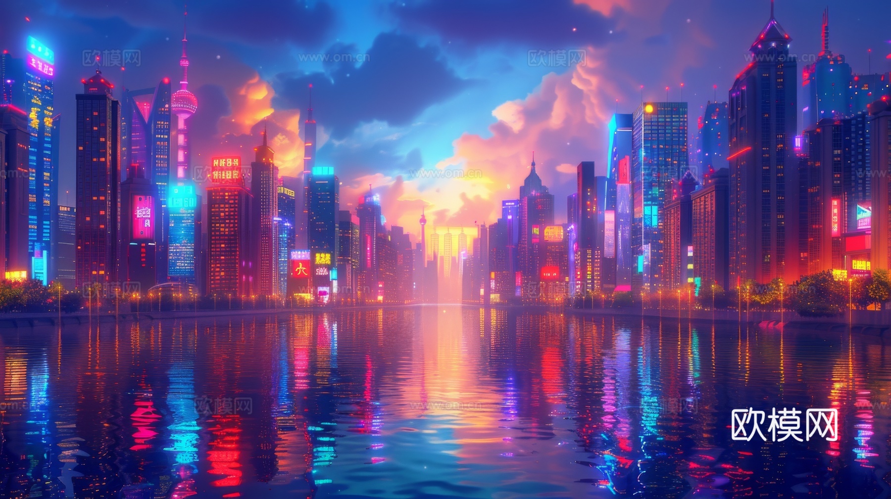 傍晚城市建筑都市风景