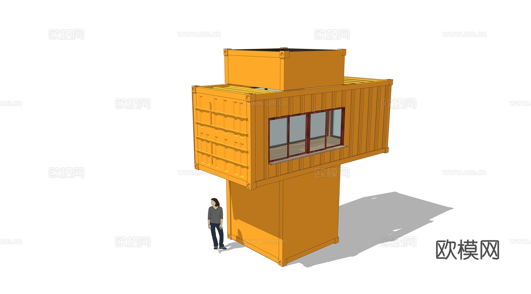 集装箱建筑 集装箱休息驿站 临时建筑 集装箱装置su模型