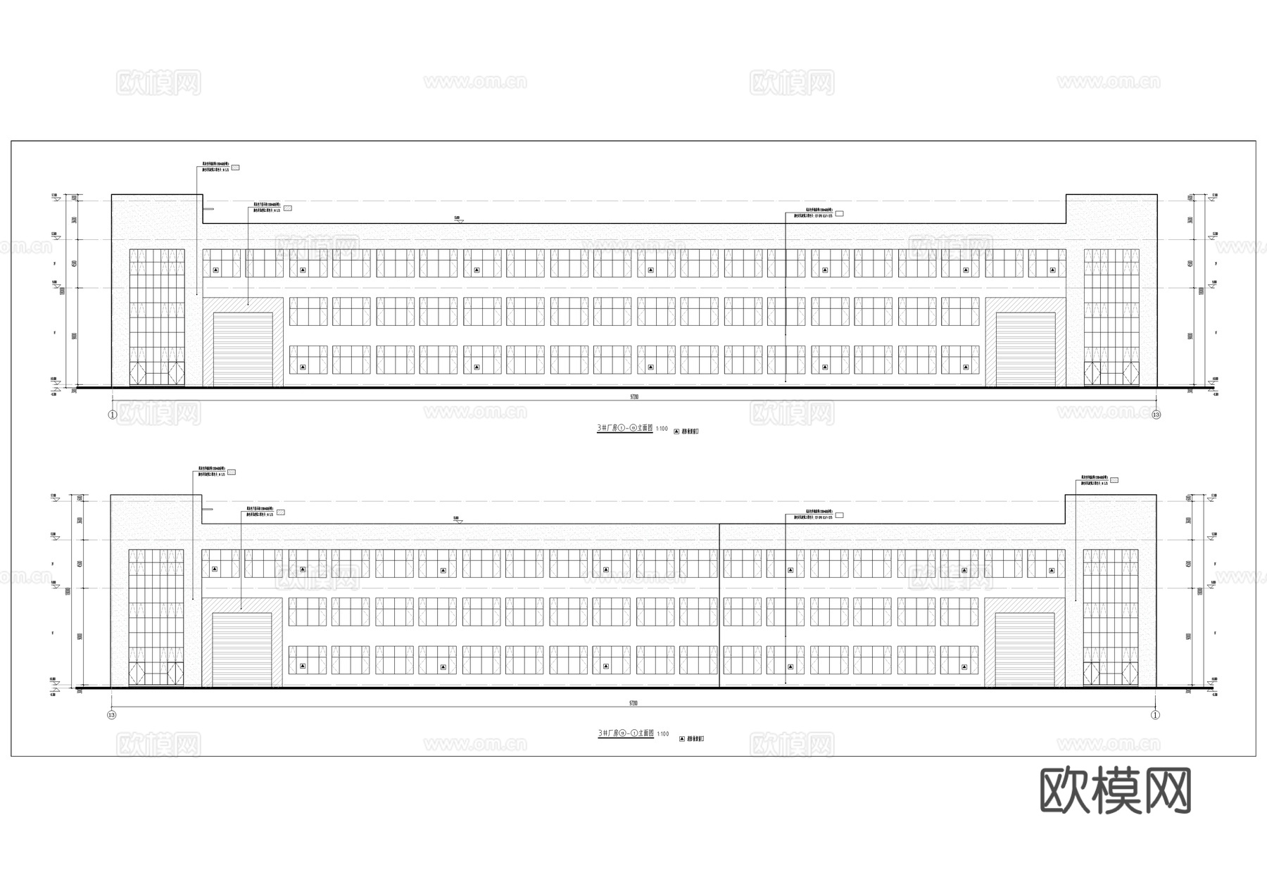 工业园区标准厂房建筑施工图cad施工图