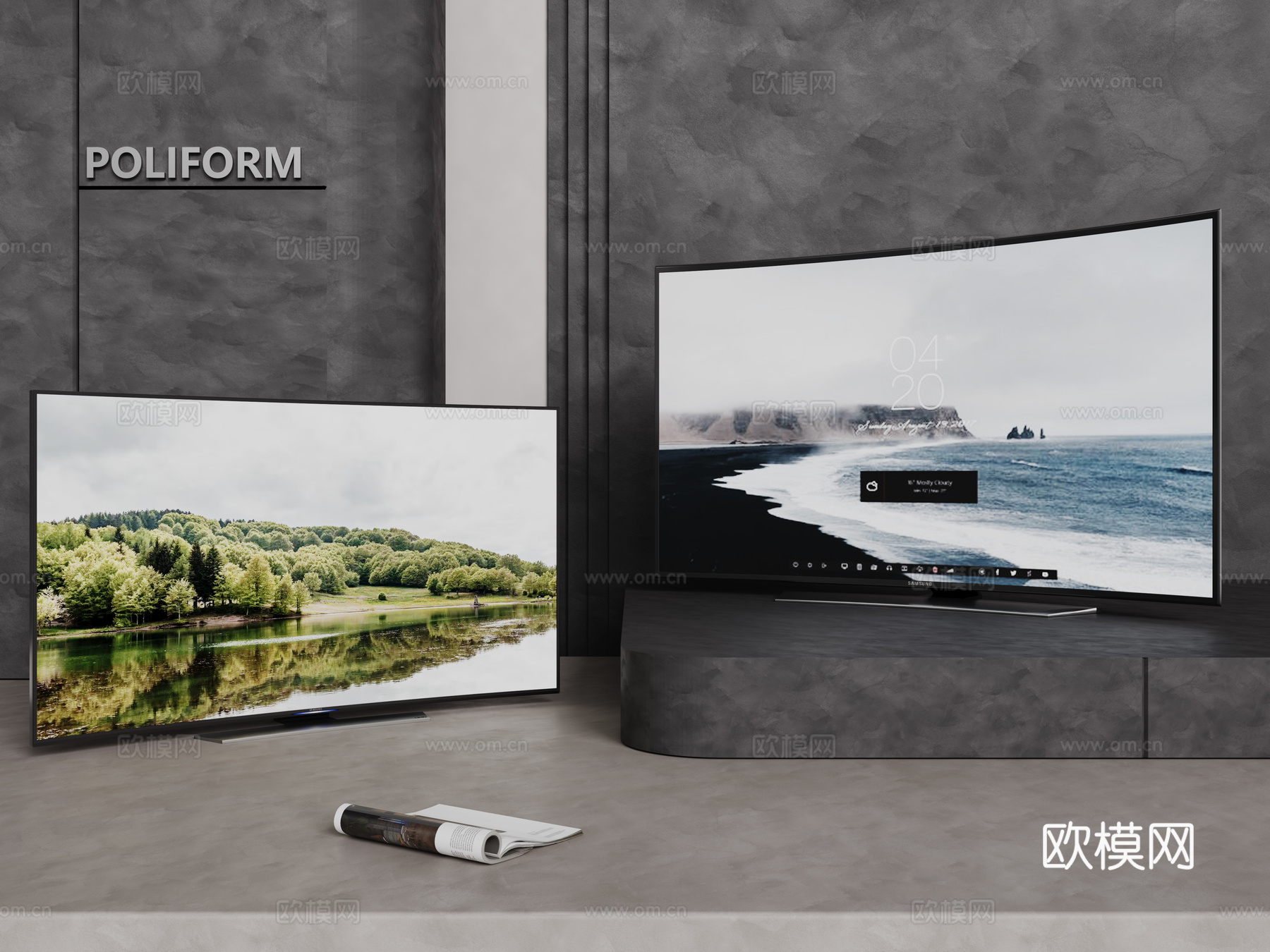 现代液晶电视 支架电视 移动电视 挂壁电视 落地电视3d模型