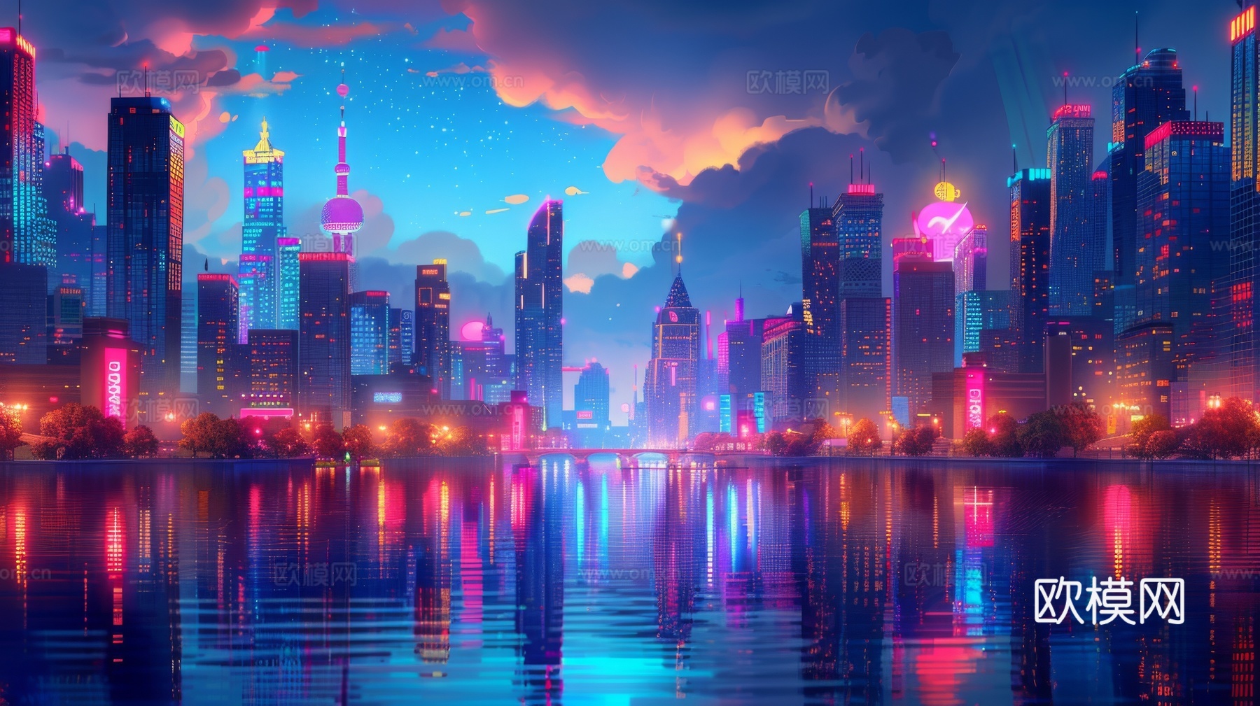 傍晚城市建筑都市风景