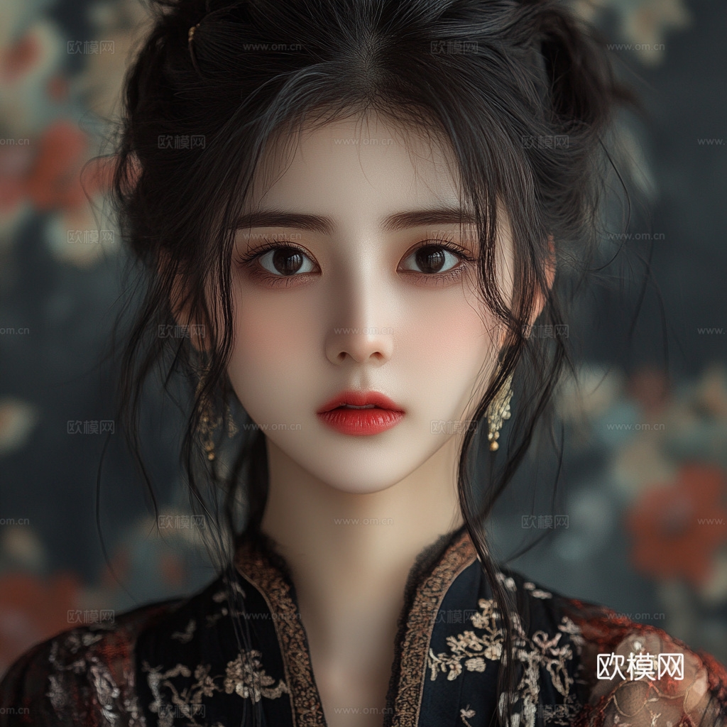 美女人物肖像挂画装饰画下载（渲染图4）