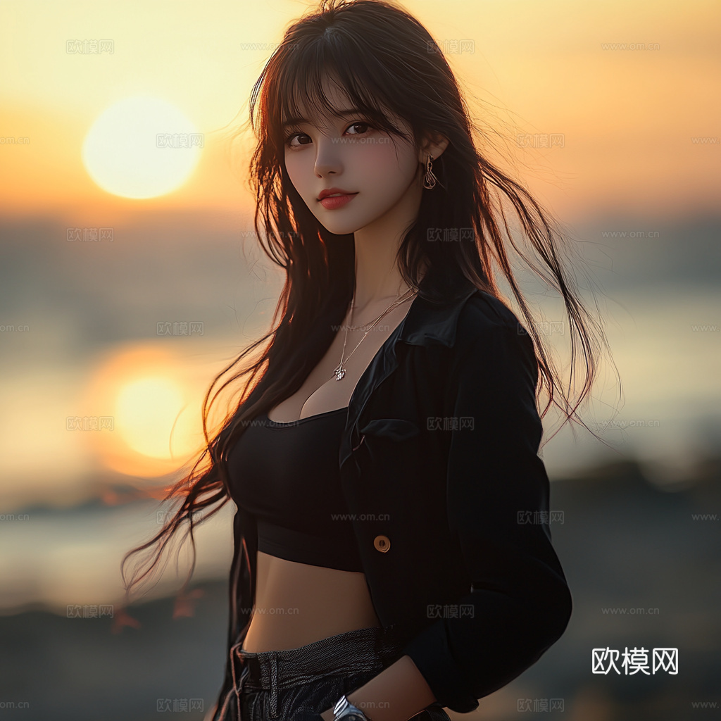 美女人物肖像挂画装饰画下载（渲染图1）