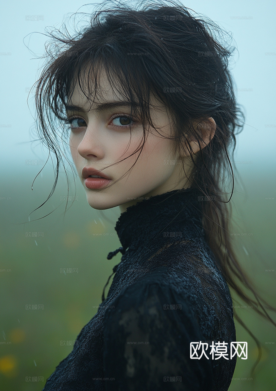 美女人物肖像挂画装饰画下载（渲染图2）