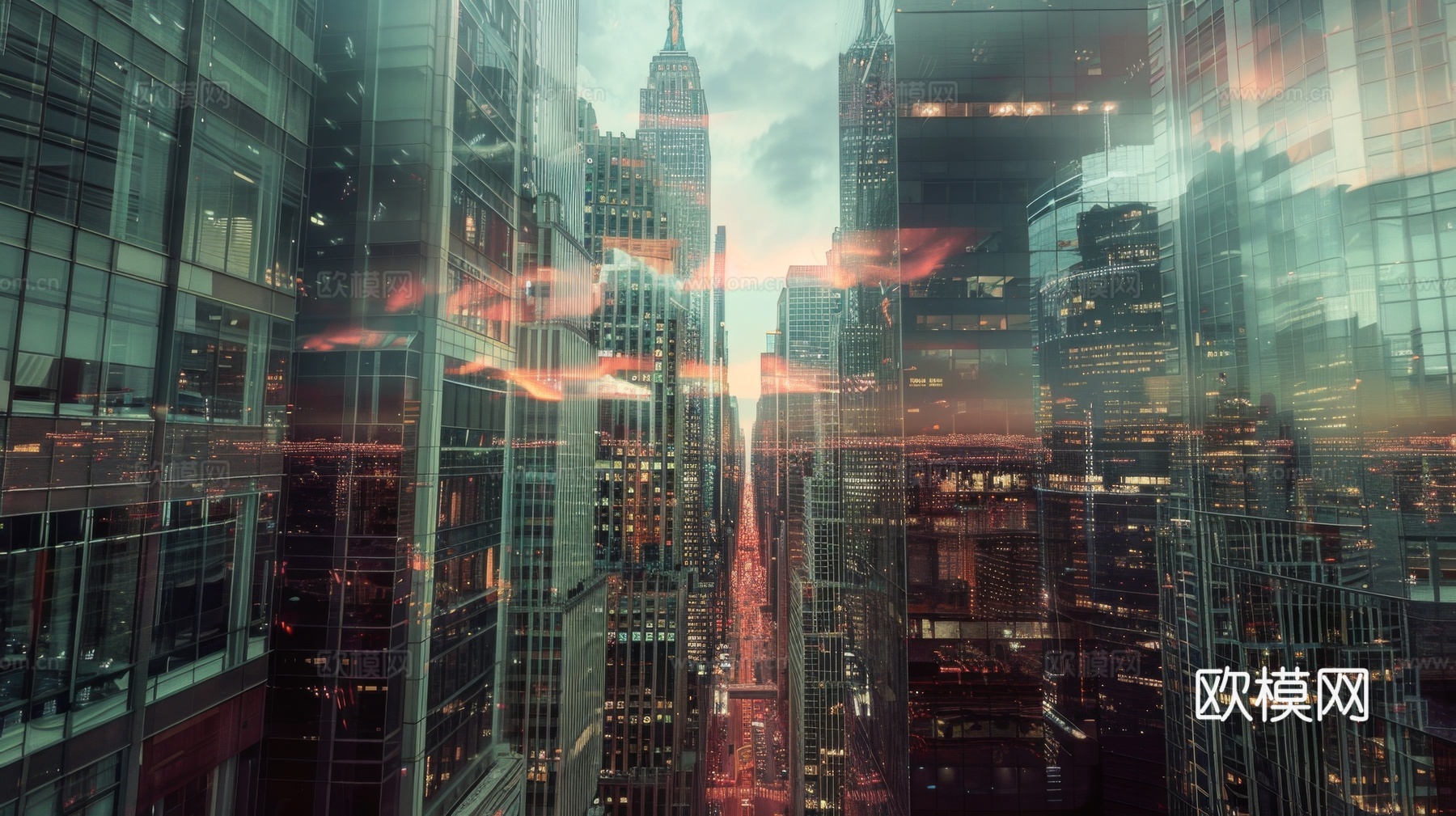 傍晚城市建筑都市风景下载（渲染图5）
