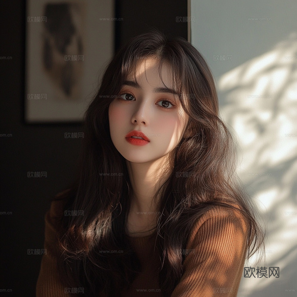 美女人物肖像挂画装饰画下载(渲染图1)