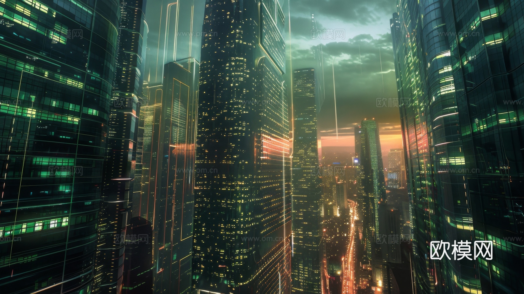傍晚城市建筑都市风景下载（渲染图7）