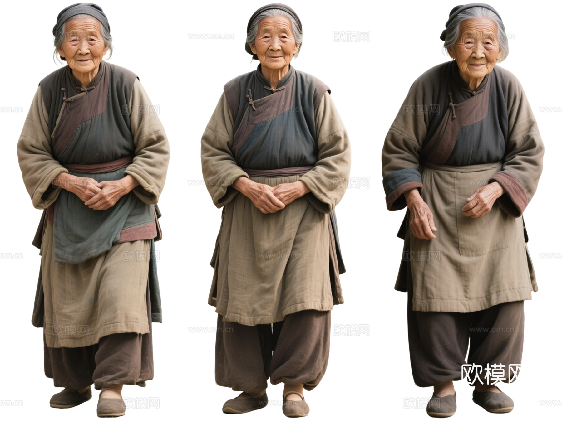 PS免抠古代百姓 古代老人 老人老妪 贫苦百姓 影视剧角色