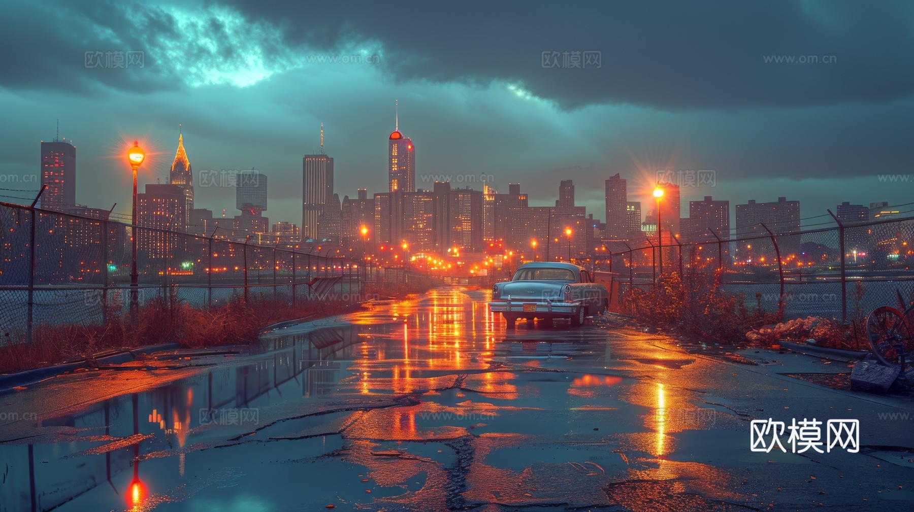 傍晚城市建筑都市风景下载（渲染图1）