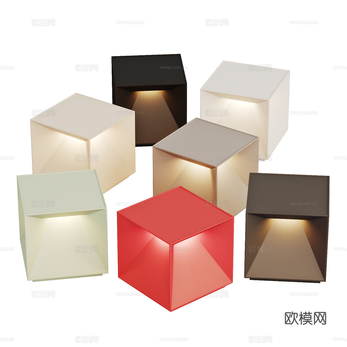 现代意式极简方块台灯3d模型