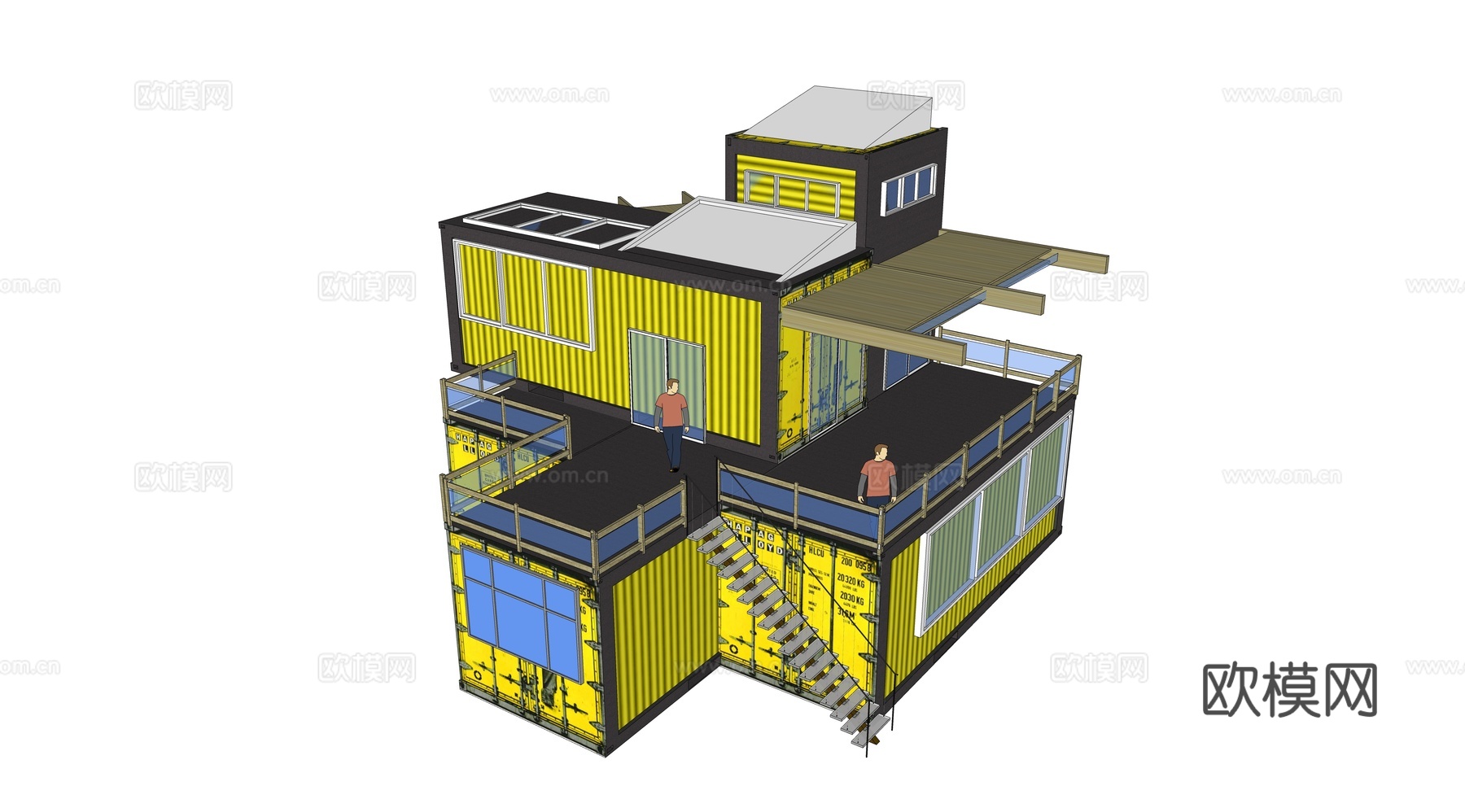 集装箱建筑 集装箱休息驿站 临时建筑su模型