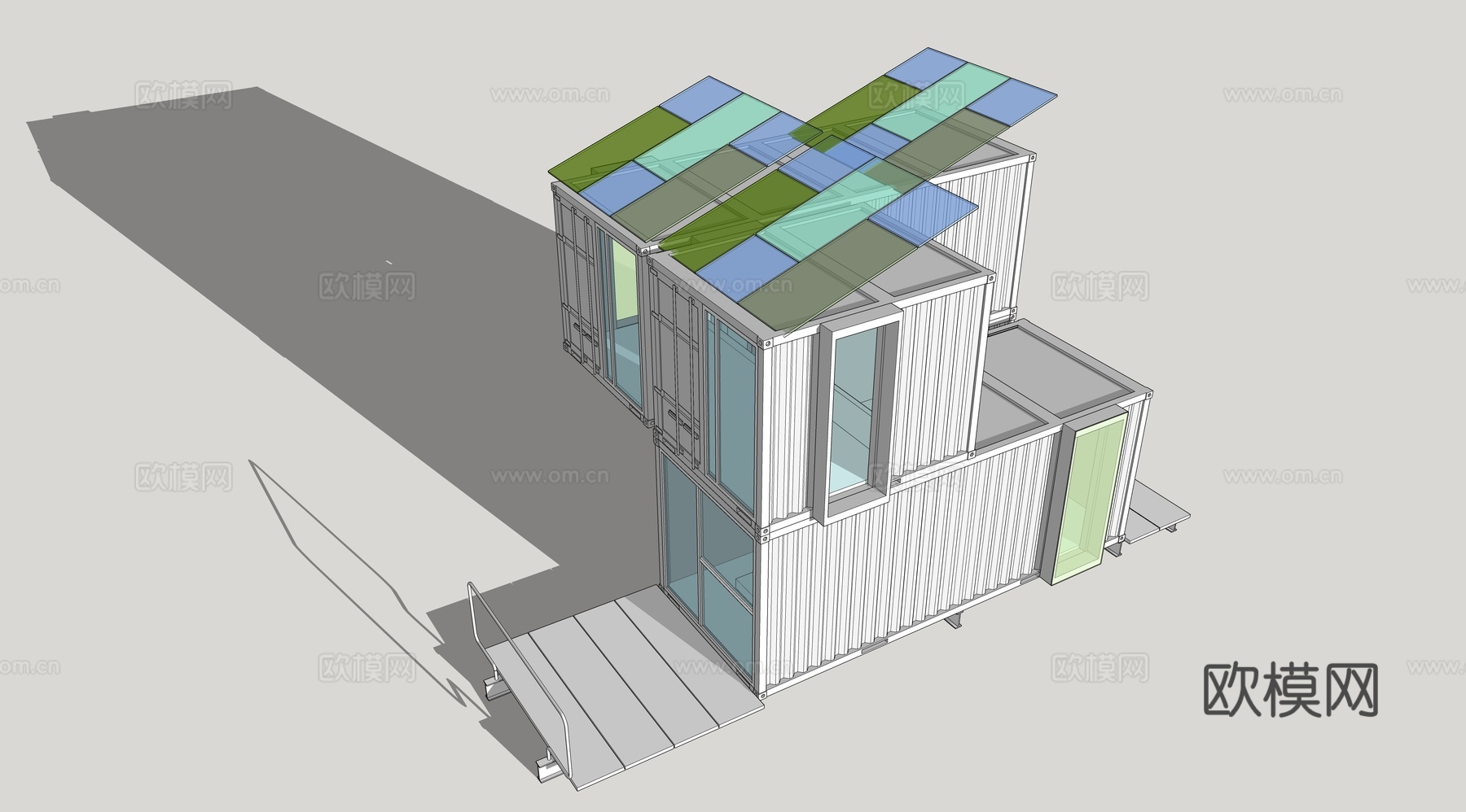 集装箱建筑 集装箱休息驿站 临时建筑su模型