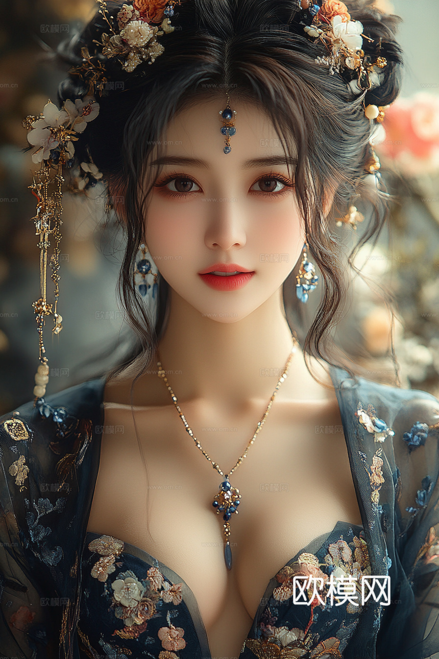 美女人物肖像挂画装饰画下载（渲染图3）