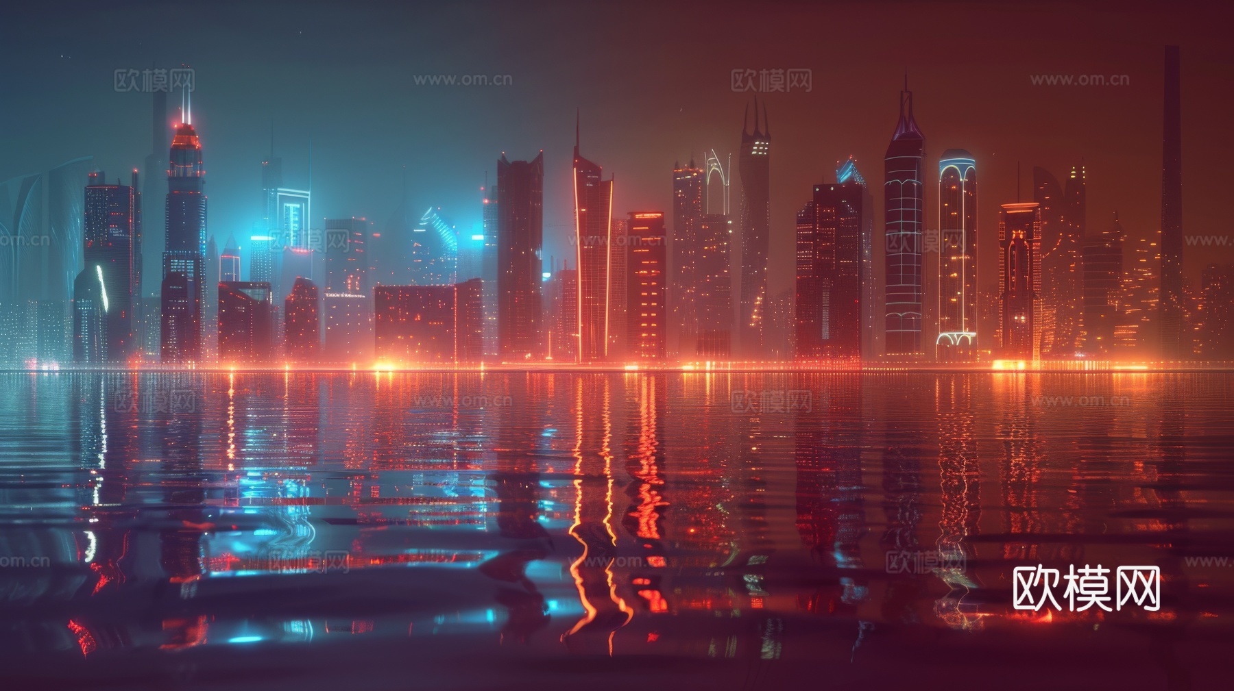 傍晚城市建筑都市风景下载（渲染图4）