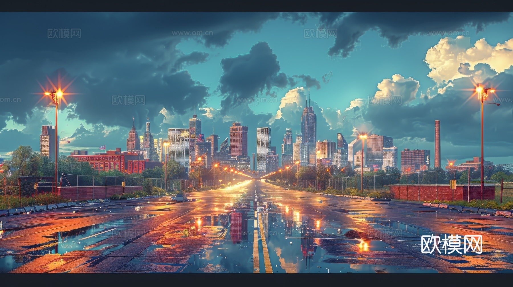 傍晚城市建筑都市风景