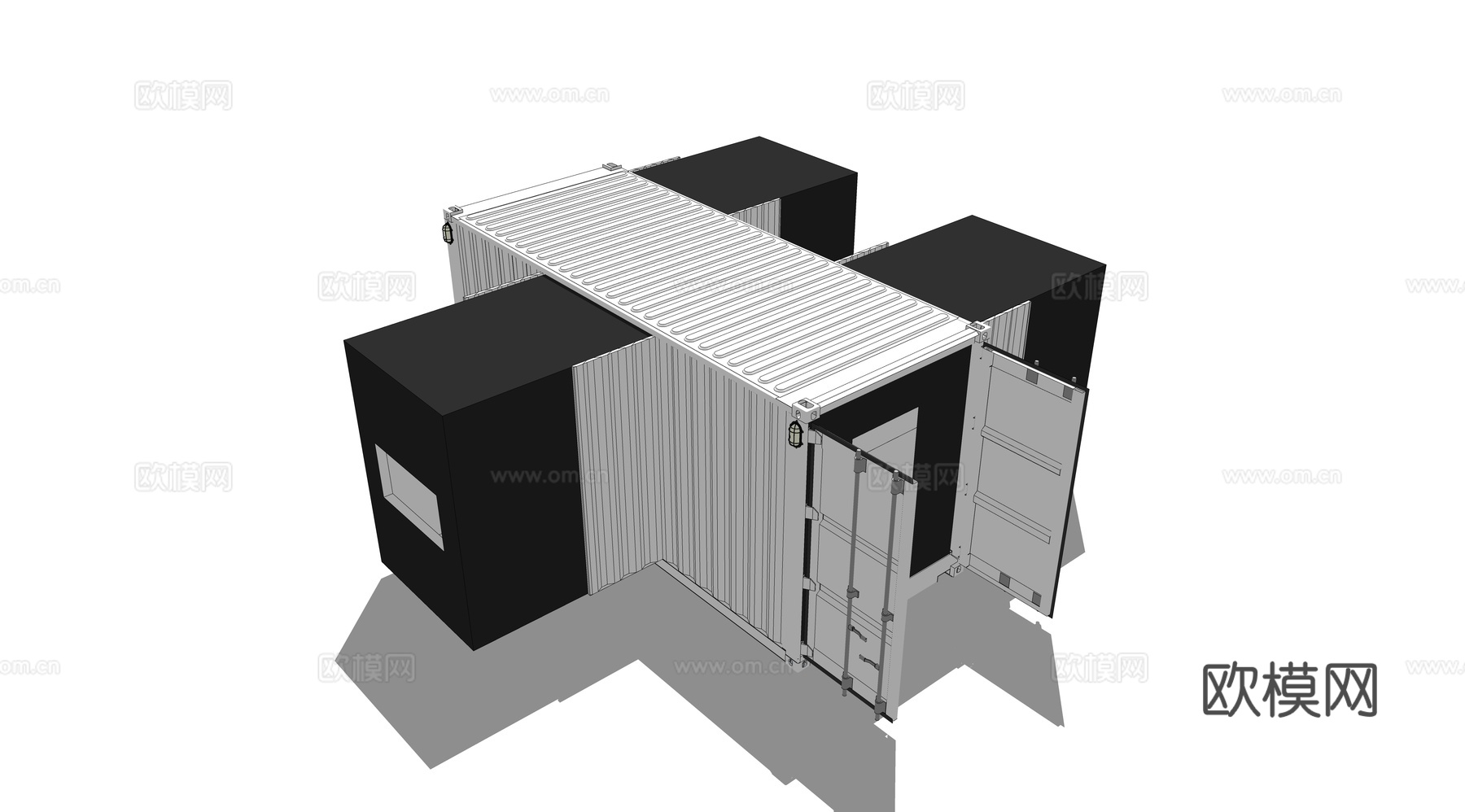 集装箱建筑 集装箱休息驿站 临时建筑su模型