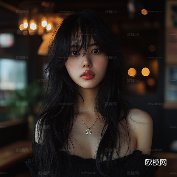 美女人物肖像挂画装饰画下载(渲染图6)