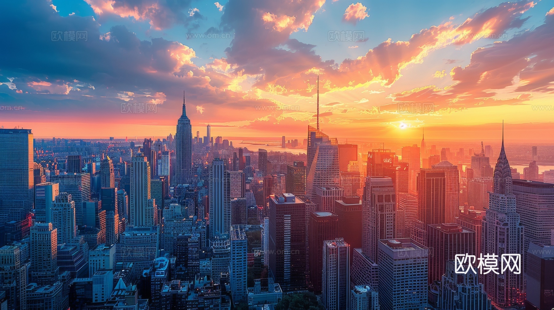 傍晚城市建筑都市风景