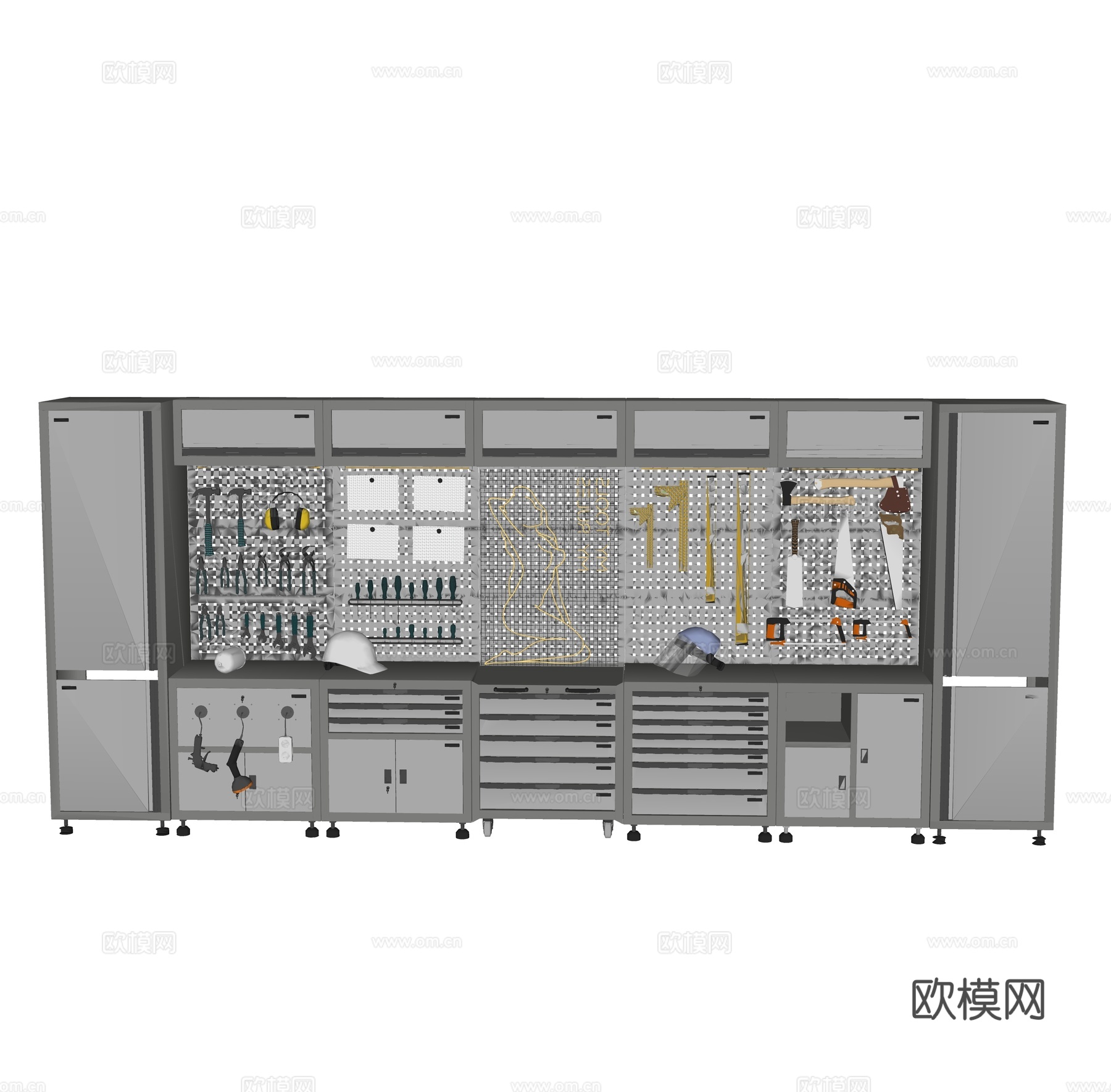 现代五金工具展示柜su模型