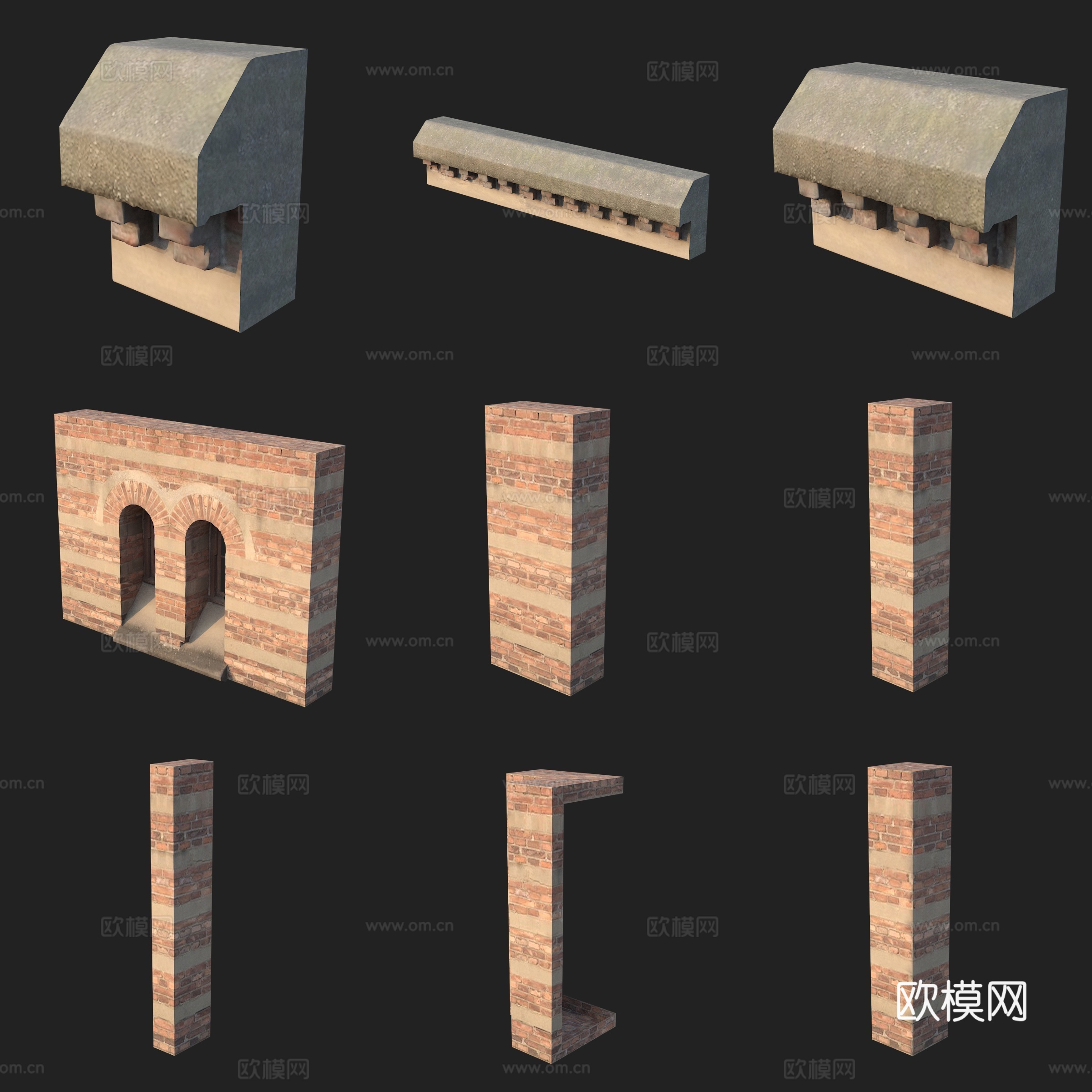 建筑构件石膏线柱子3d模型