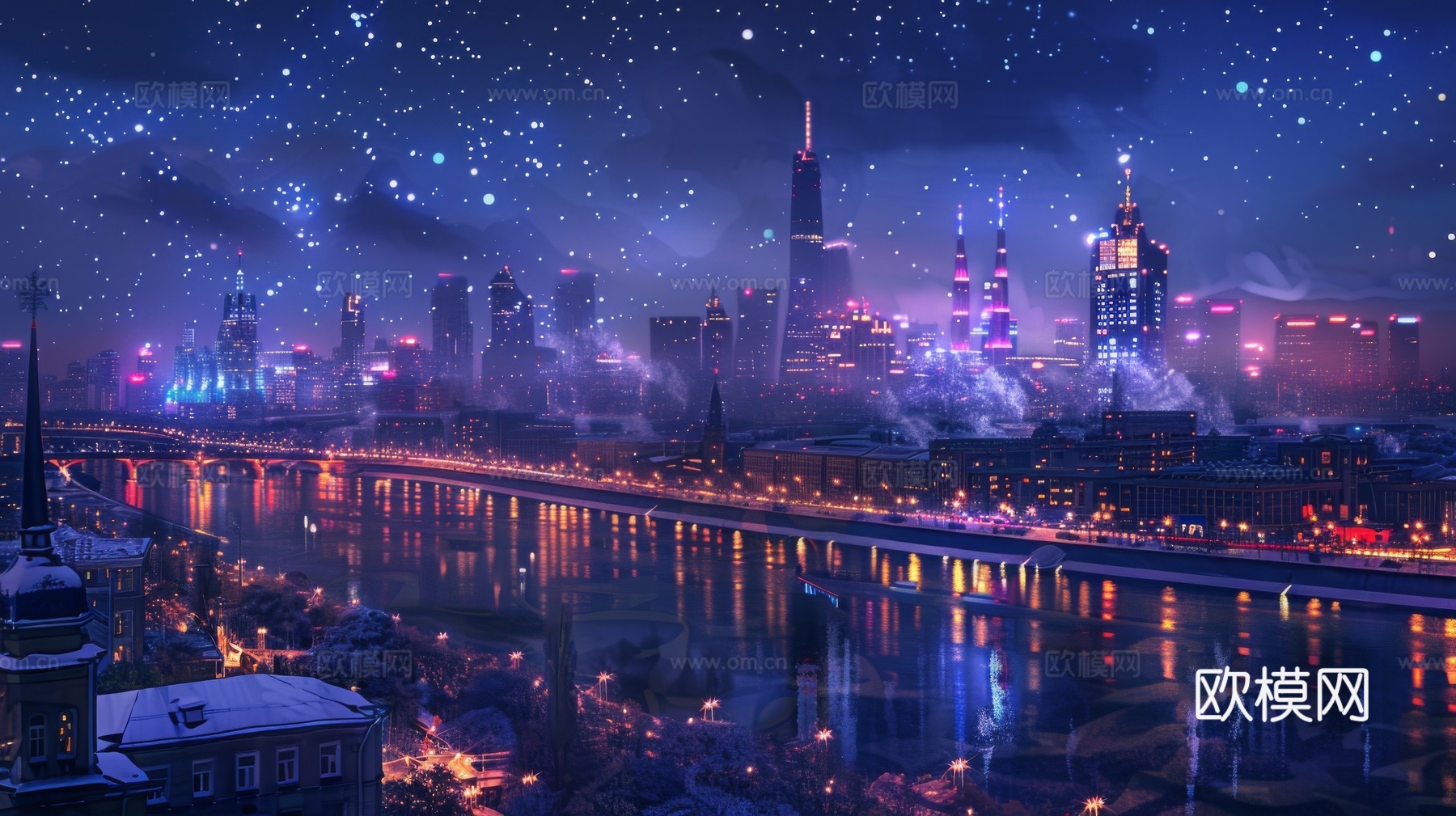 傍晚城市建筑都市风景