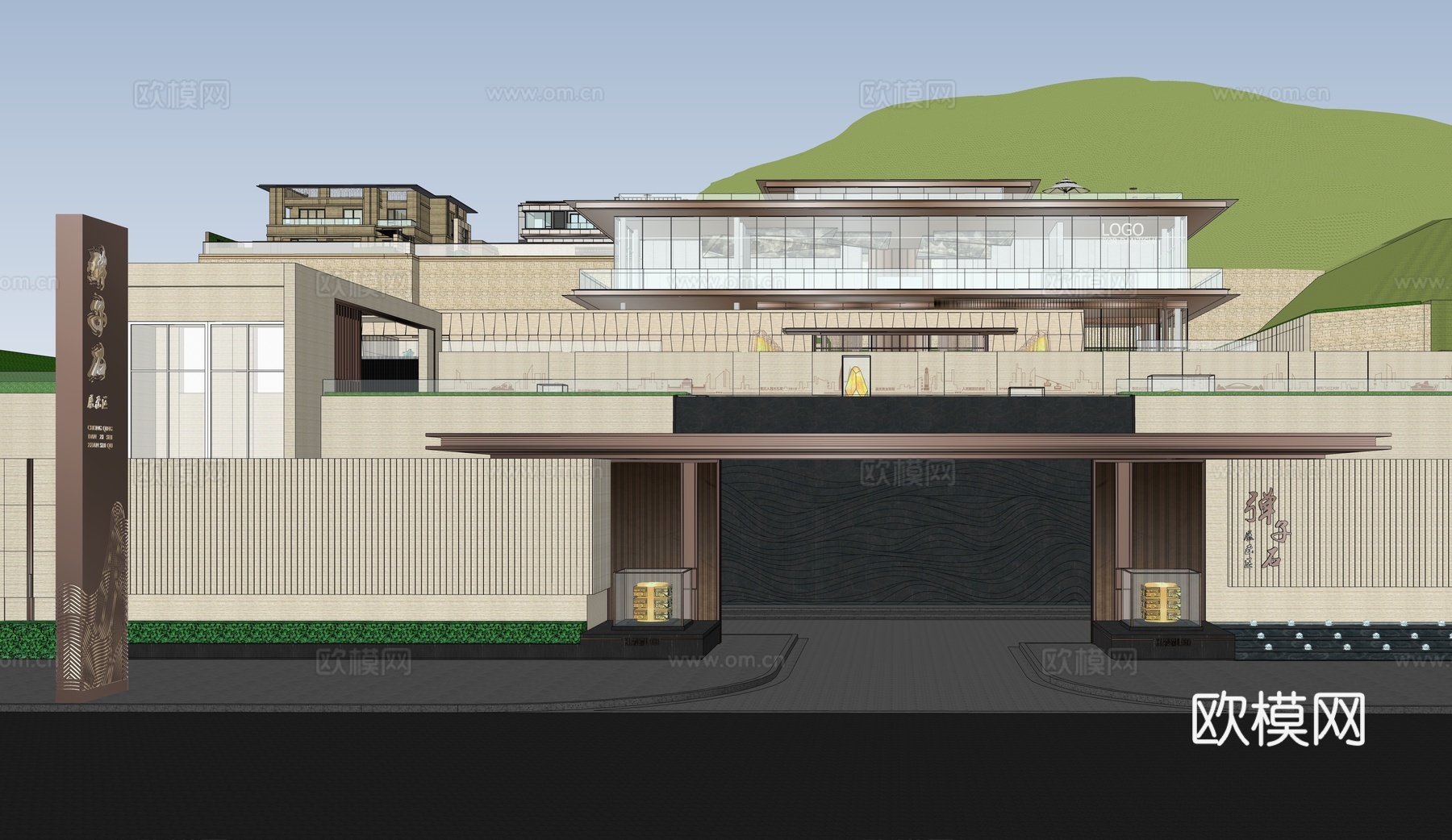 新中式售楼处 售楼处景观 博物馆 展览馆 会展中心su模型