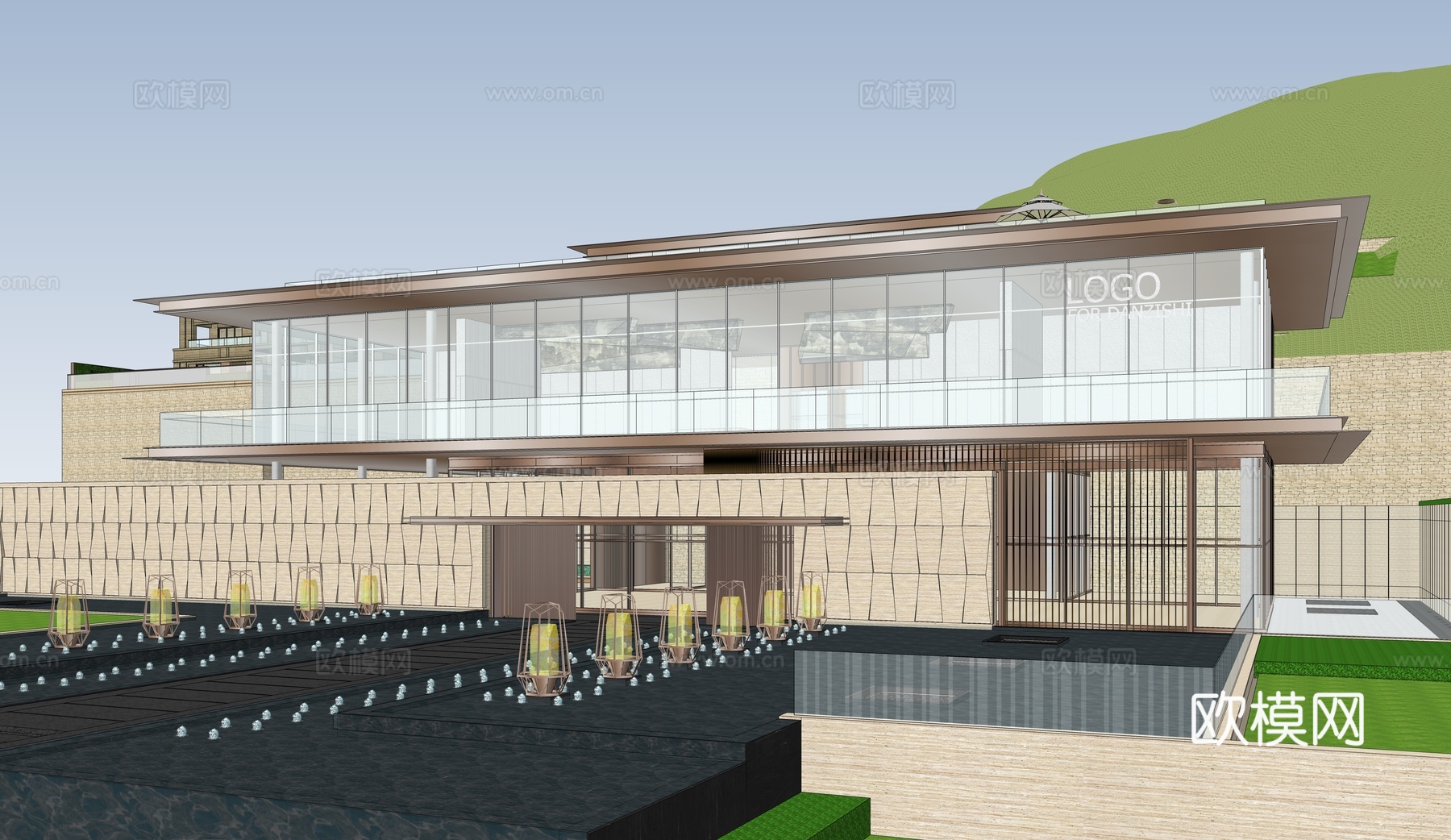 新中式售楼处 售楼处景观 博物馆 展览馆 会展中心su模型