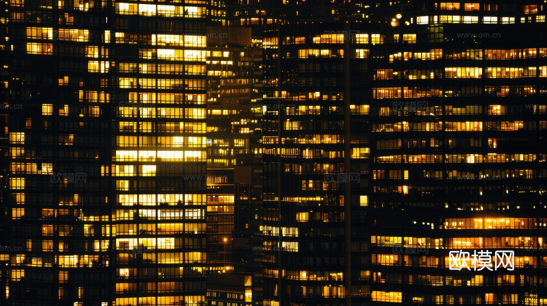 夜晚窗景建筑外立面玻璃幕墙