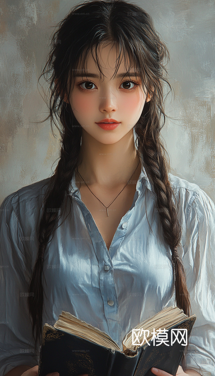 美女人物肖像挂画装饰画下载（渲染图7）