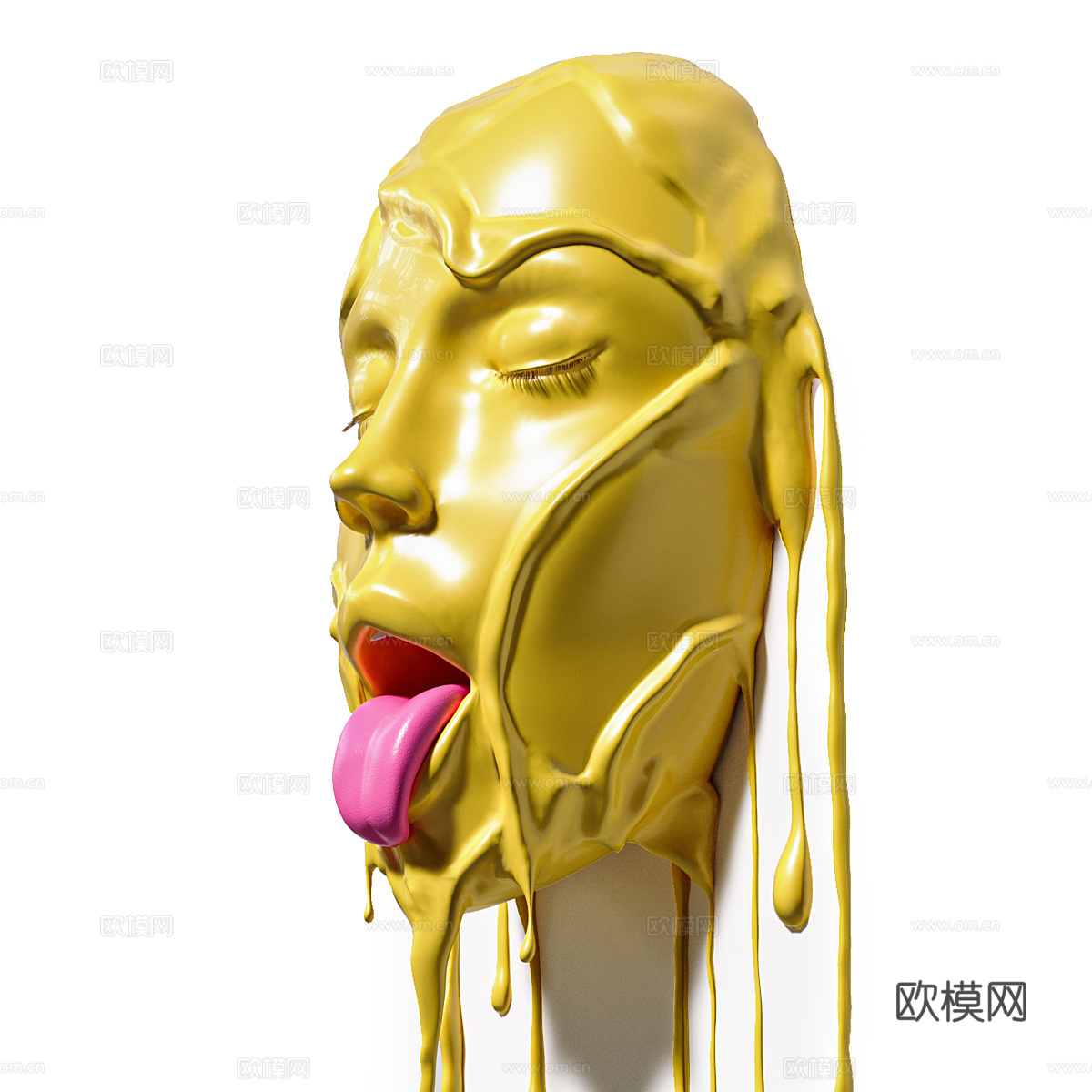 现代意式极简面部艺术雕塑3d模型