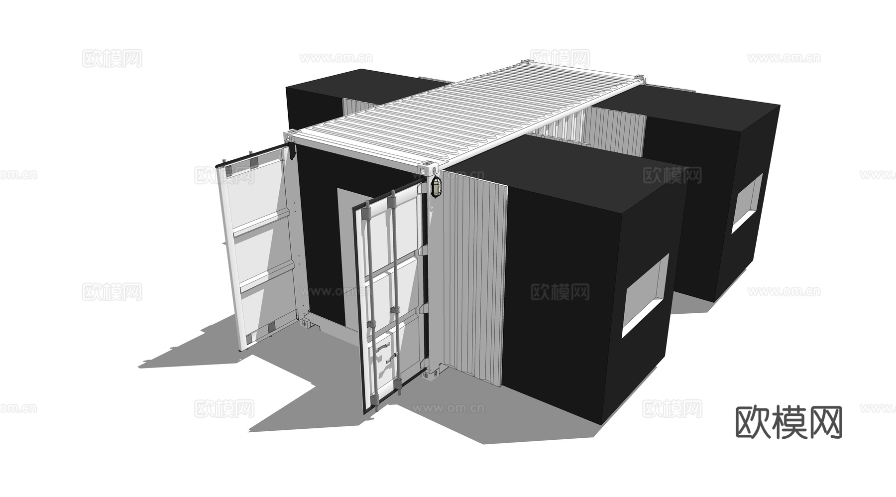 集装箱建筑 集装箱休息驿站 临时建筑su模型