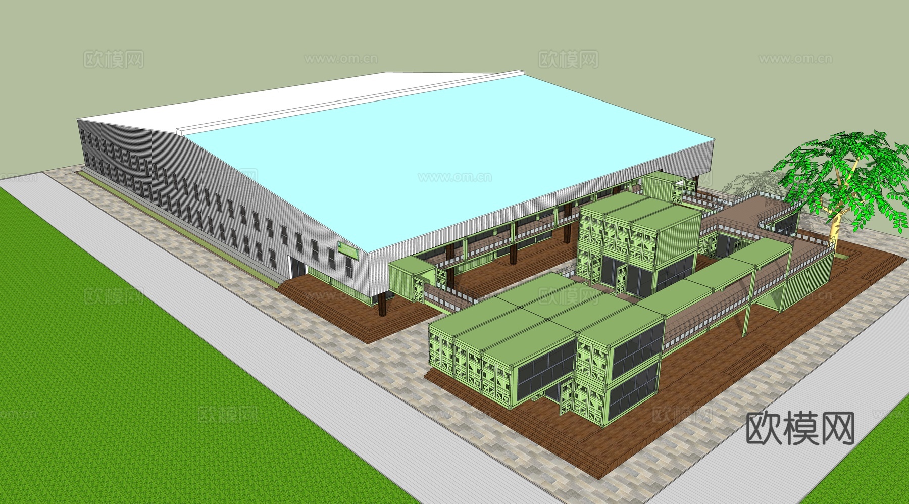 集装箱建筑 临时建筑 集装箱活动场地 集装箱办公楼su模型
