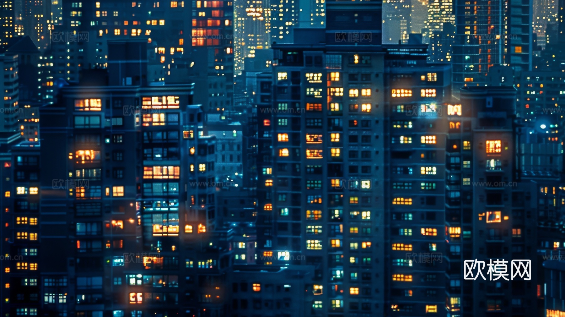 夜晚窗景建筑外立面玻璃幕墙
