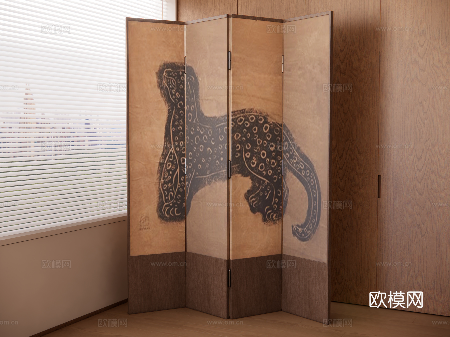 中古风屏风su模型