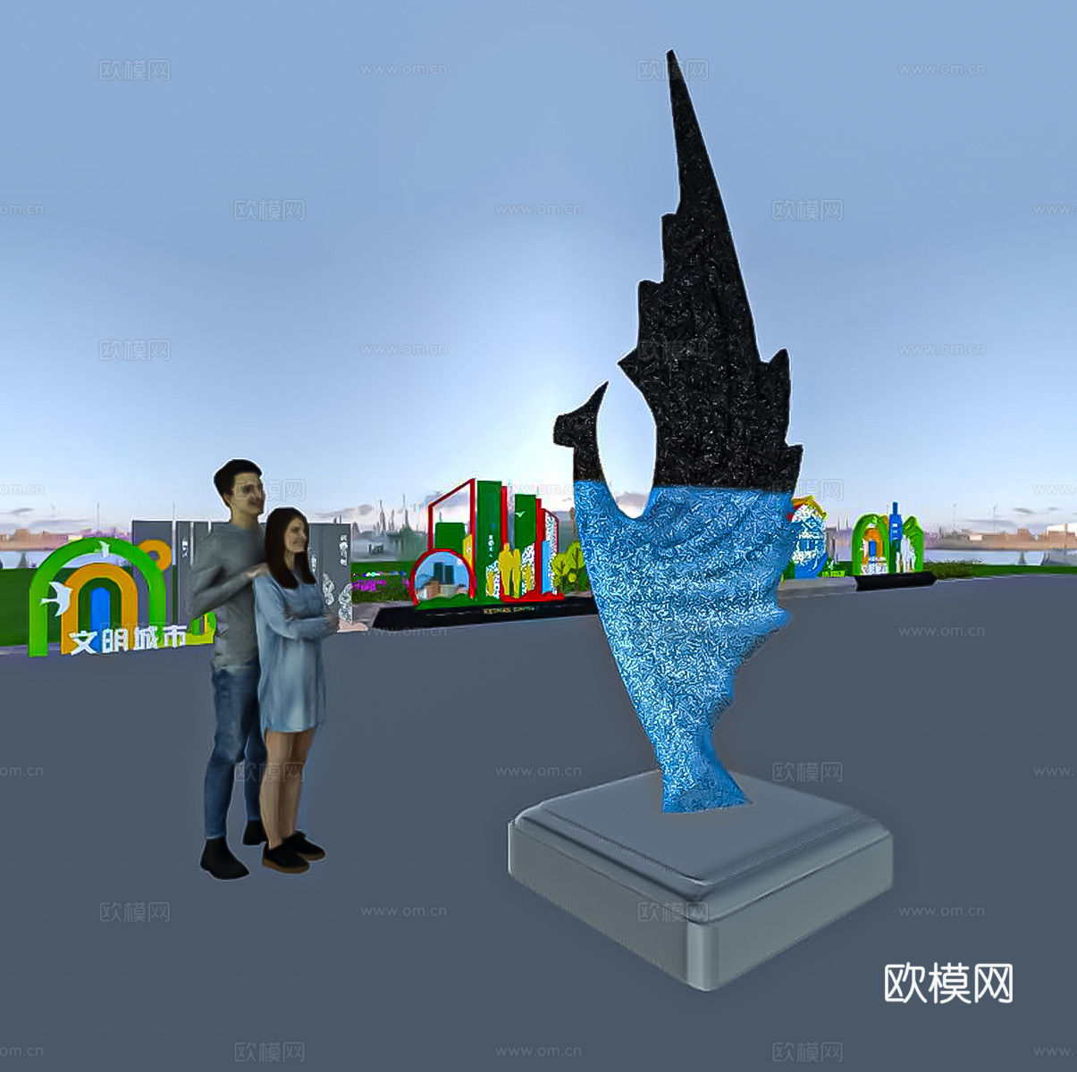现代雕塑su模型