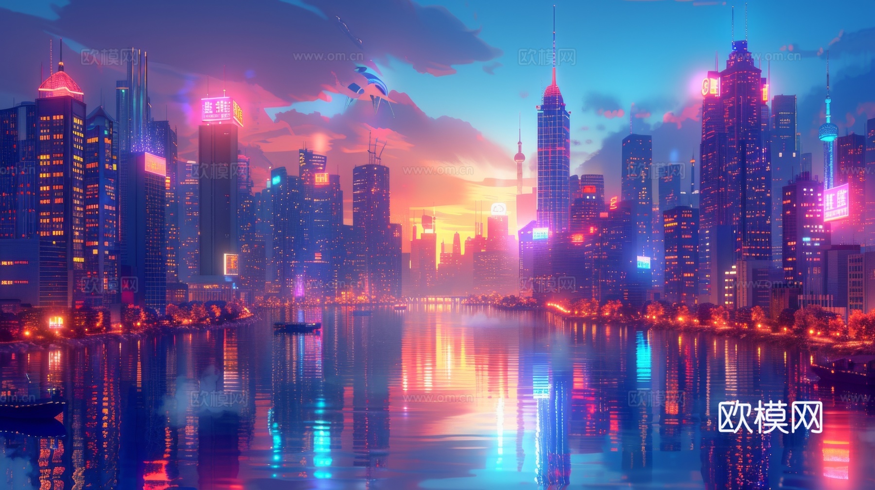 傍晚城市建筑都市风景