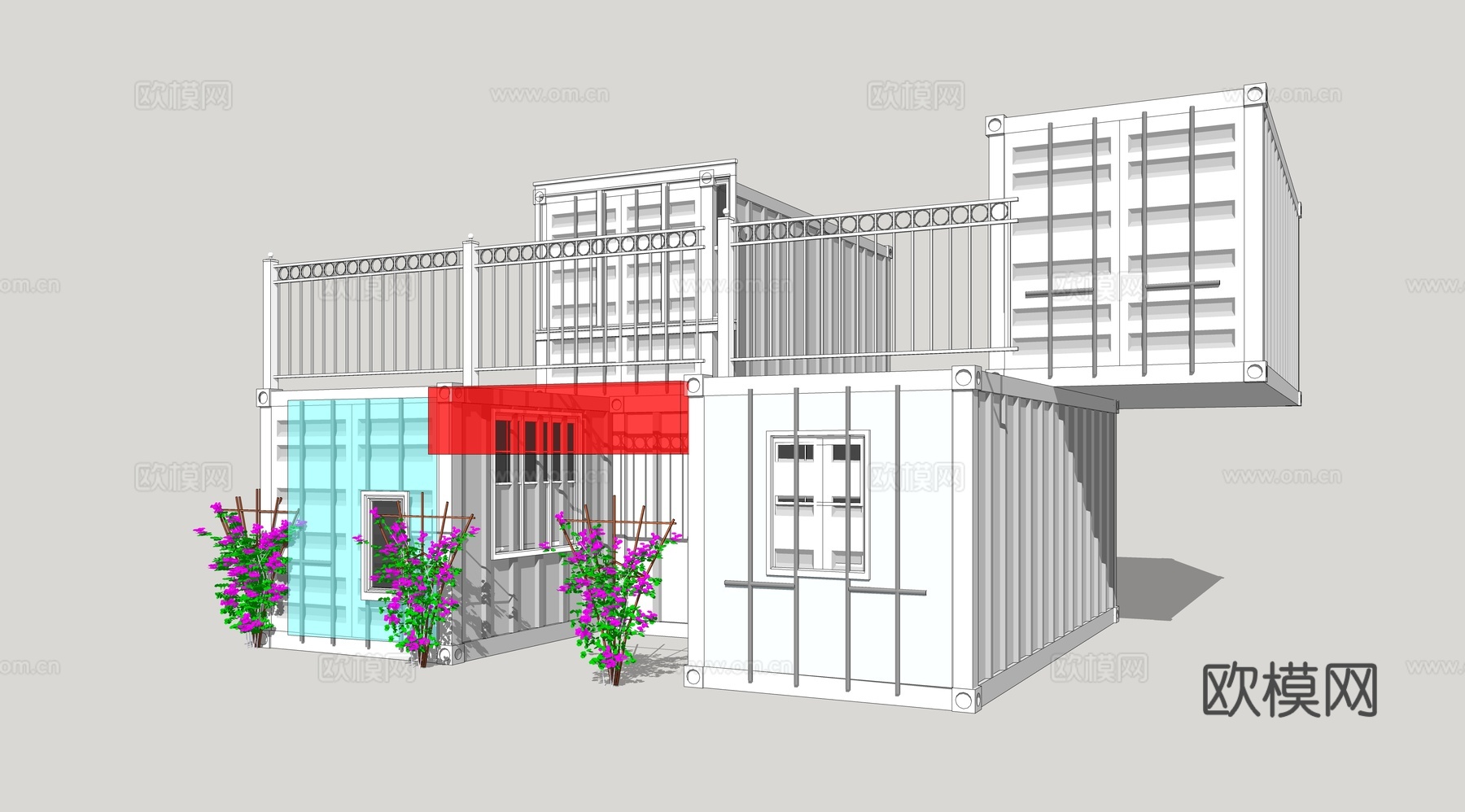 集装箱建筑 集装箱临时建筑su模型