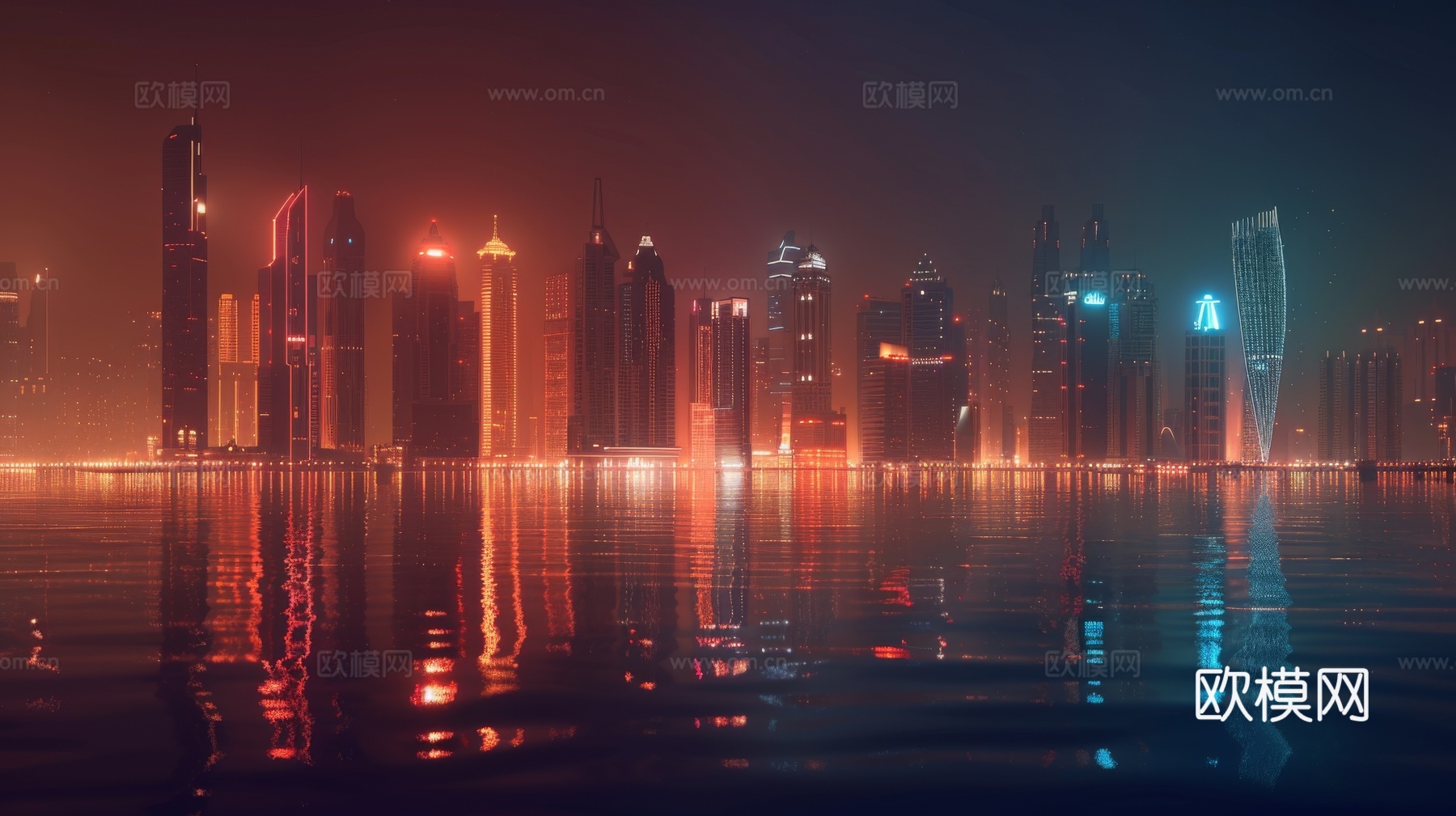 傍晚城市建筑都市风景下载（渲染图1）