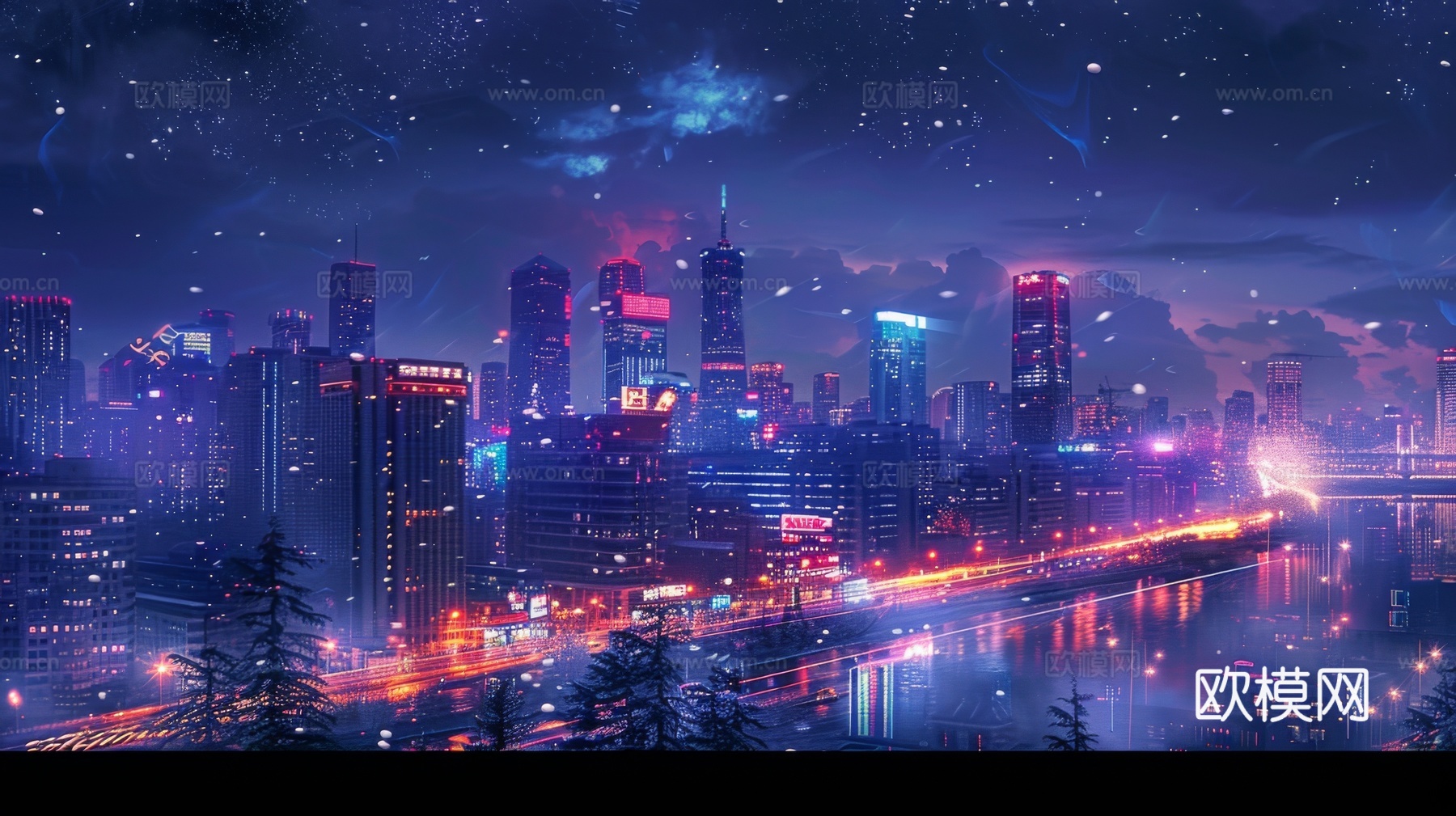 傍晚城市建筑都市风景