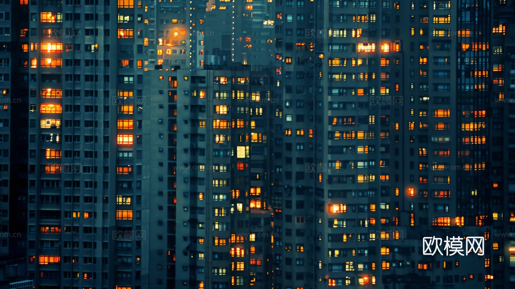 夜晚窗景建筑外立面玻璃幕墙下载（渲染图2）