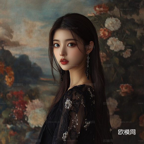 美女人物肖像挂画装饰画下载(渲染图4)