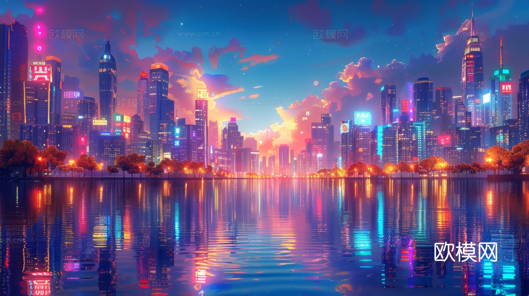 傍晚城市建筑都市风景