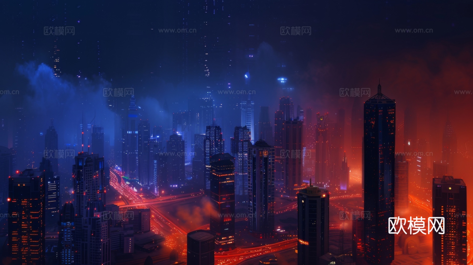 傍晚城市建筑都市风景