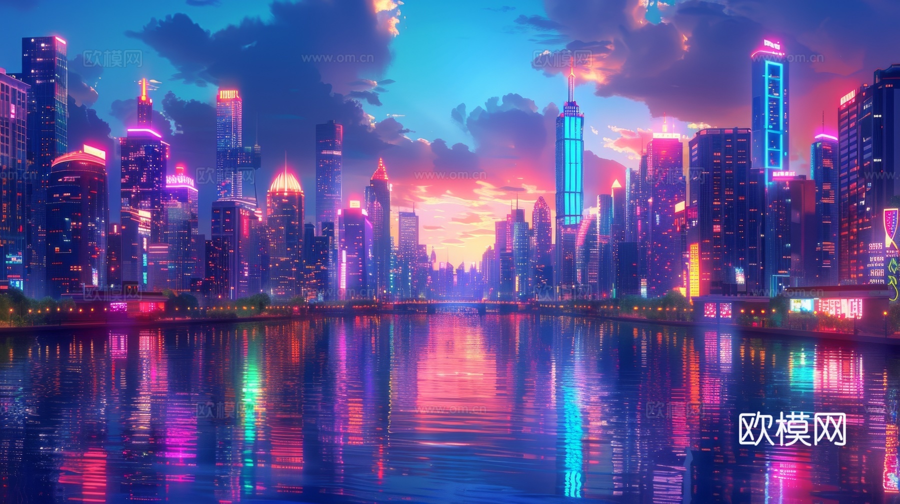 傍晚城市建筑都市风景