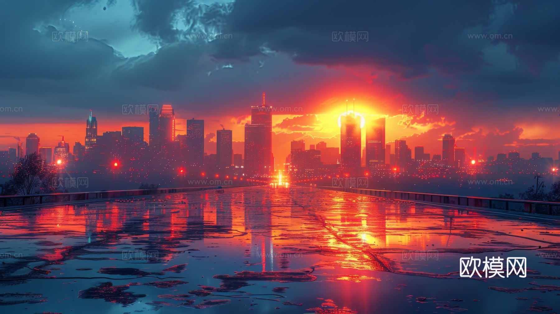 傍晚城市建筑都市风景