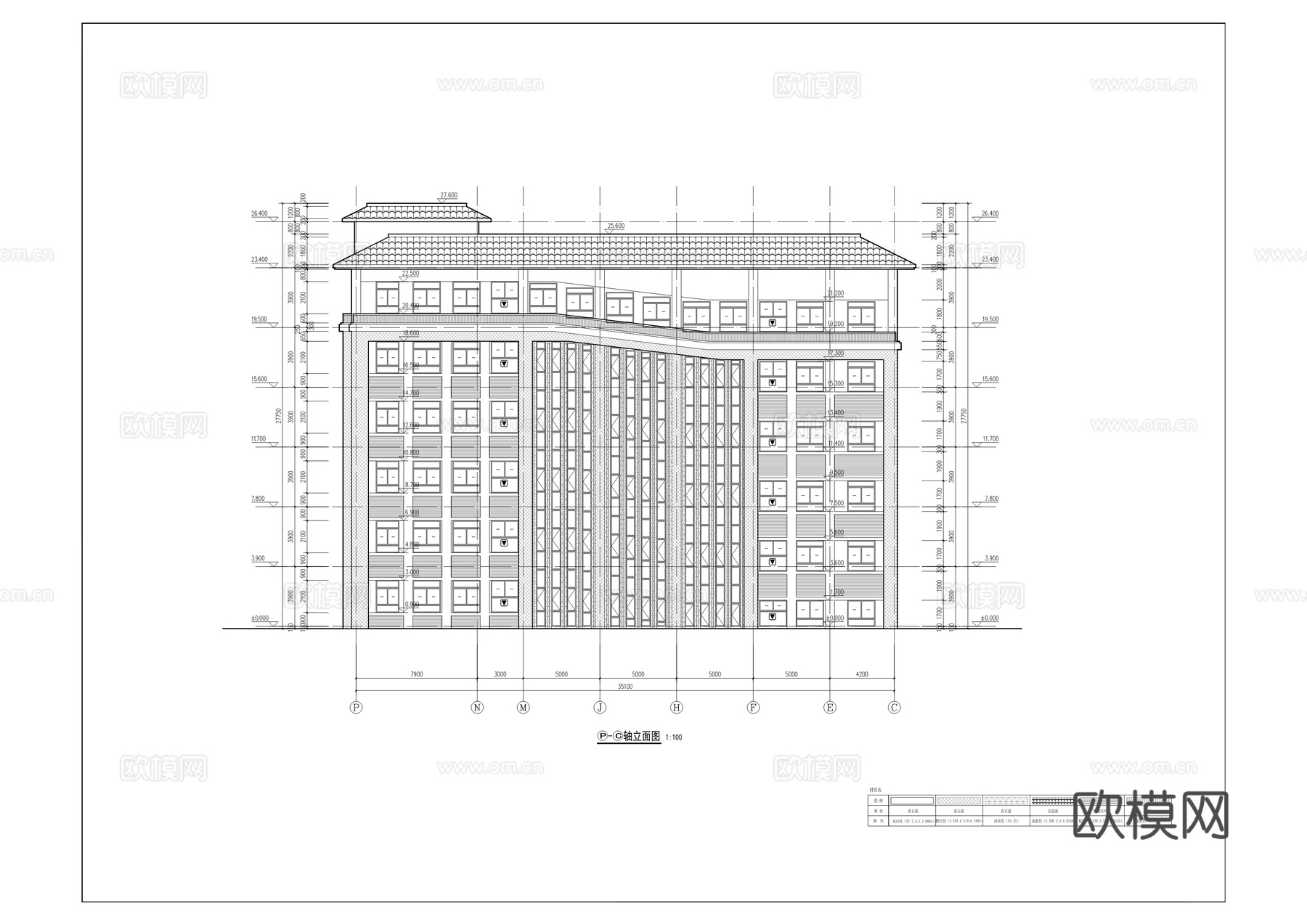 卫校教学楼建筑施工图cad施工图